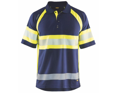 Polo de señalización azul marino y amarillo