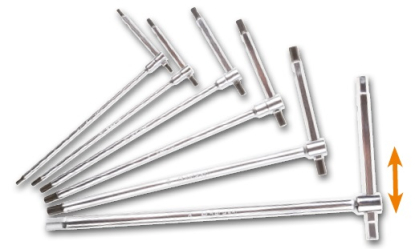 Juego de 6 llaves en T con tres extremidades macho hexagonales