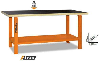 Banco de trabajo con mesa de madera