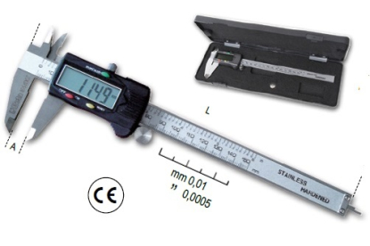 Calibre de cursor de acero inoxidable templado con lectura centesimal
