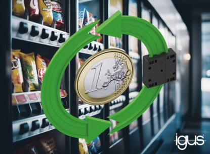 Carro lineal de plástico reciclado para raíles curvos