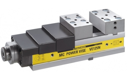 Mordaza de perfil bajo con fuerza de amarre ajustable con un recorrido de 204 mm