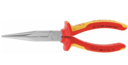 Alicates de boca redonda plana, rectos y aislados conforme a VDE