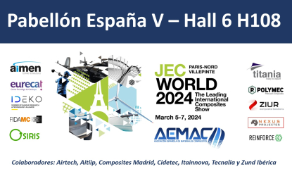 El pabellón español de JEC World contará con 20 asociados de AEMAC
