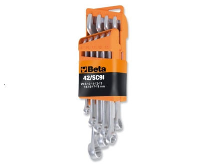 Juego de 9 llaves combinadas con una boca fija y otra de estrella