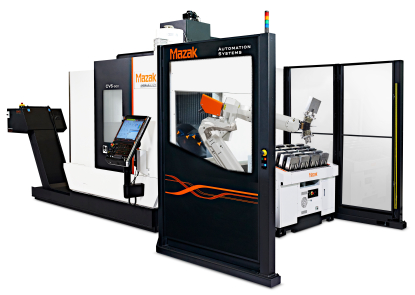 Centro de mecanizado vertical de 5 ejes CV5-500 MA de Mazak con robot Mill-Assist de RoboJob
