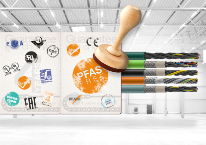 El etiquetado de igus corrobora que los cables chainflex están libres de PFAS