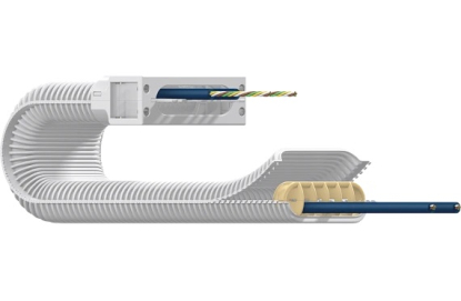 Cadena portacables tipo tubo corrugado para salas blancas