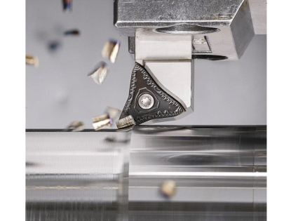 Plaquita de torneado multidireccional con 3 filos de corte positivos y asiento de seguridad