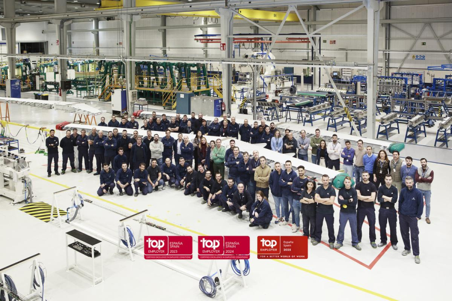 Aciturri obtiene, por tercer año consecutivo, la certificación Top Employer como una de las mejores empresas para trabajar en España