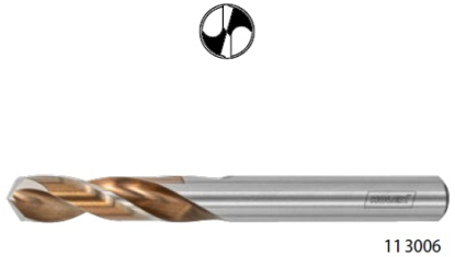 Broca espiral larga con mango cilíndrico