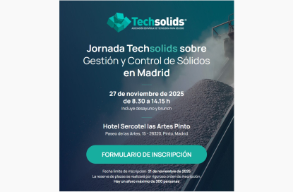 La Jornada Techsolids sobre Gestión y Control de Sólidos se celebra en noviembre en Madrid