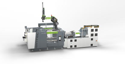 Célula de fabricación con inyectora de dos platos para espumado físico de aplicaciones interiores