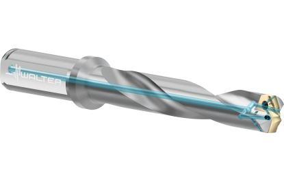 Broca con plaquitas intercambiables con dos filos de corte y con nuevos diámetros