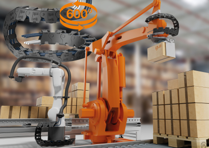 Cadena autosoportada que ofrece máxima libertad de movimiento para robots industriales