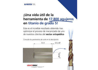 Mikron Tool facilita prolongar la vida útil de las herramientas al taladrar titanio de grado 5