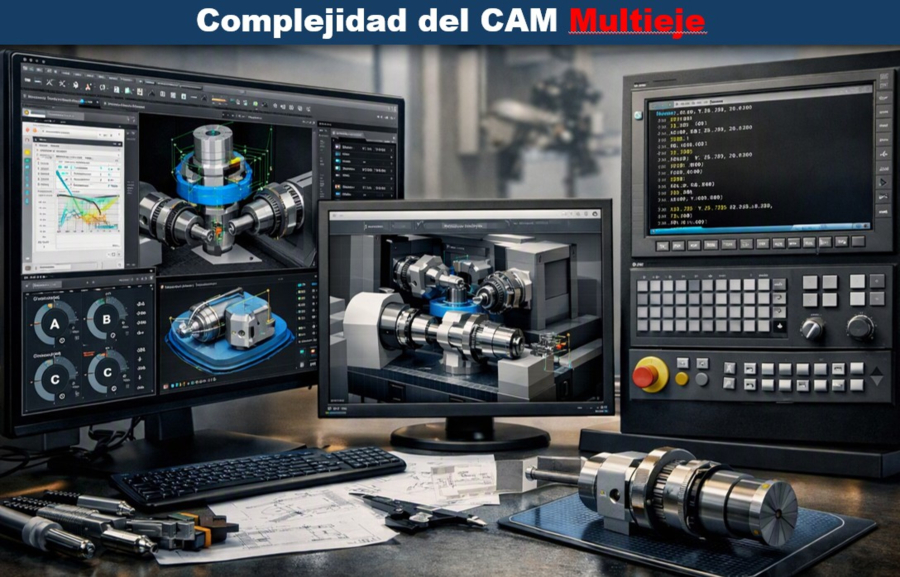 CAM Multieje y Gemelo Digital: la nueva inteligencia del mecanizado multitarea